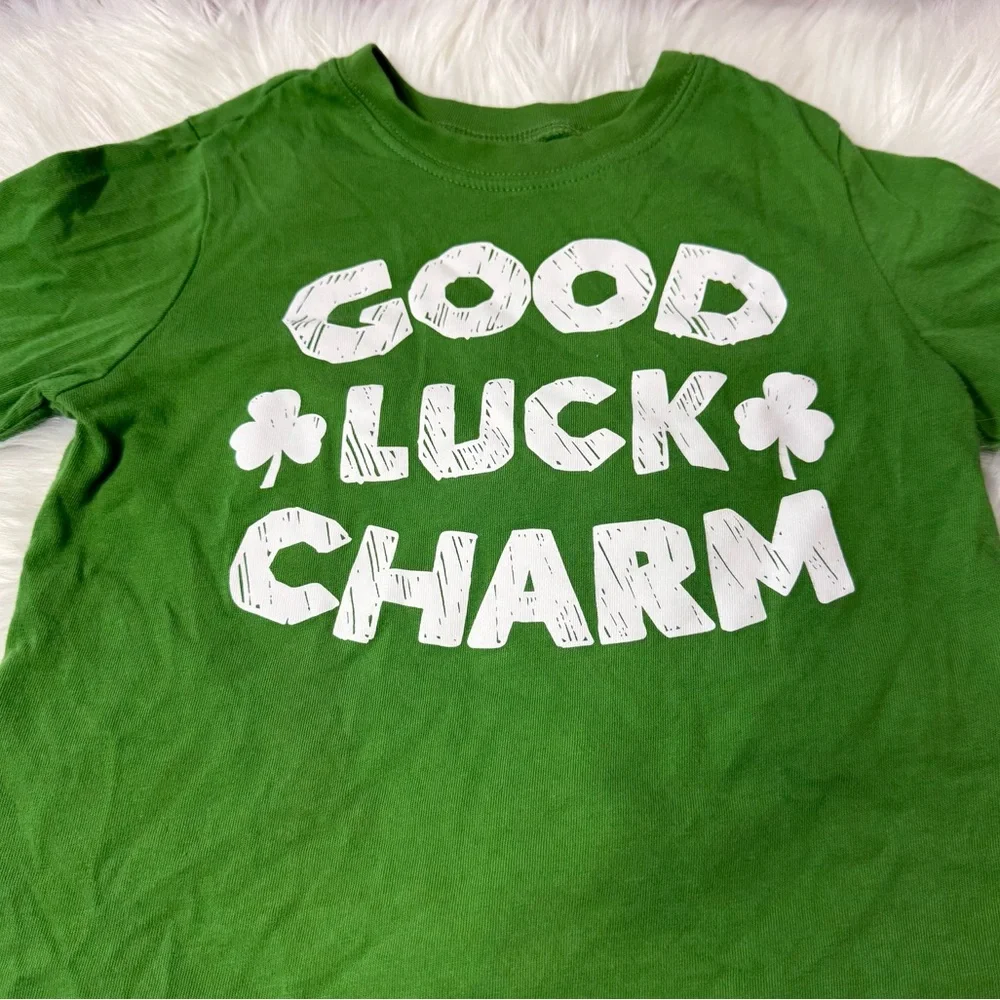 Carter's Youth Boy Size 6 Green 'Good Luck Charm' Long Sleeve Shirt